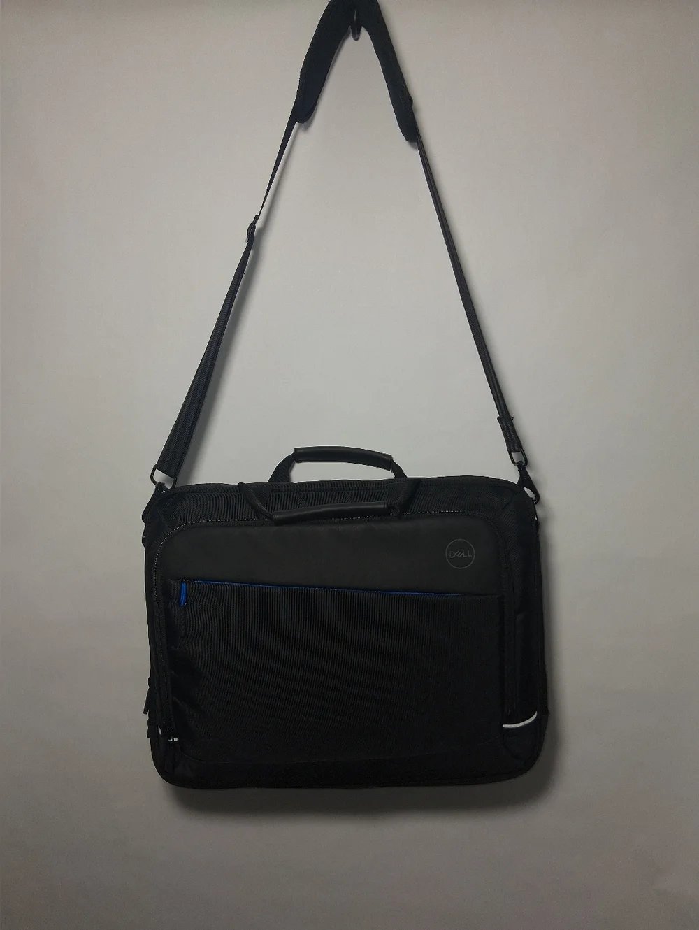 Dell Black Laptop Messenger Bag with Blue Accent